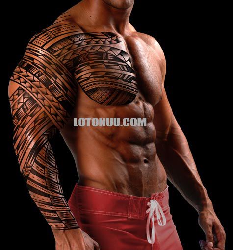 Tribal Samoan Right Full Sleeve Tattoo For Men