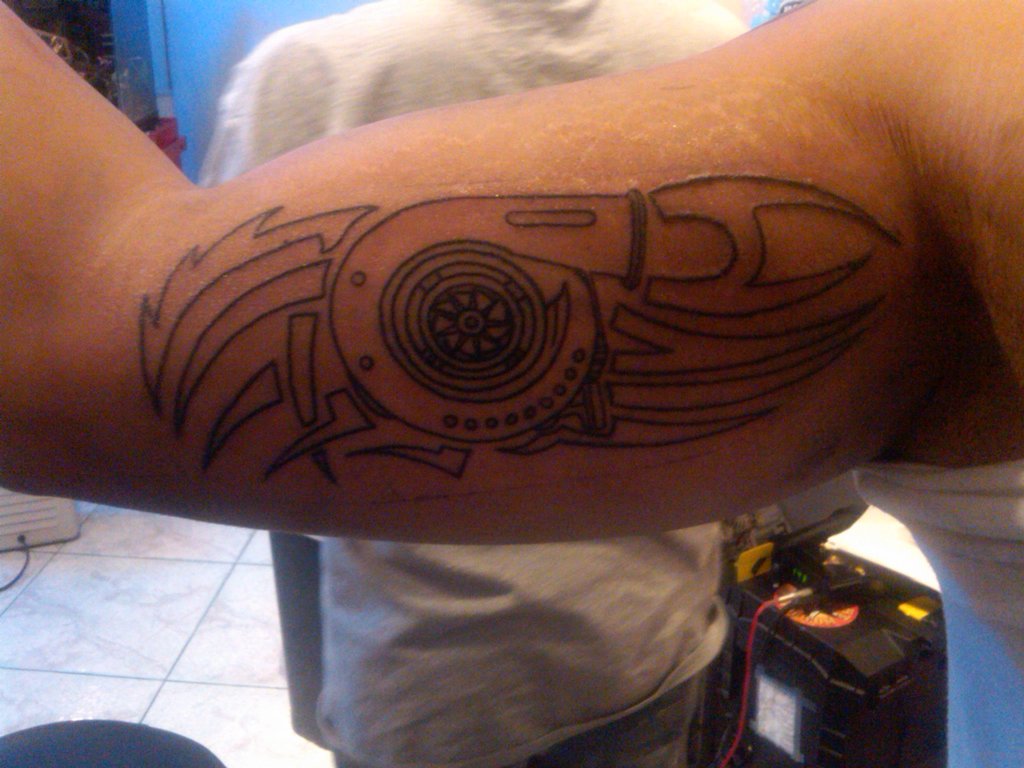 Turbo Charger Tattoo On Biceps By Deadkd916