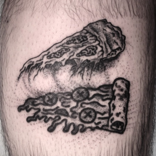 Two Dead Pizza Black And White Tattoo