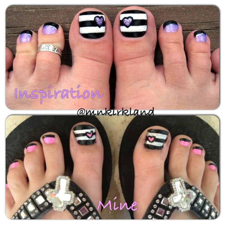 Two Heart Nail Art Designs For Toe Nails