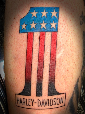US Flag One Harley Tattoo