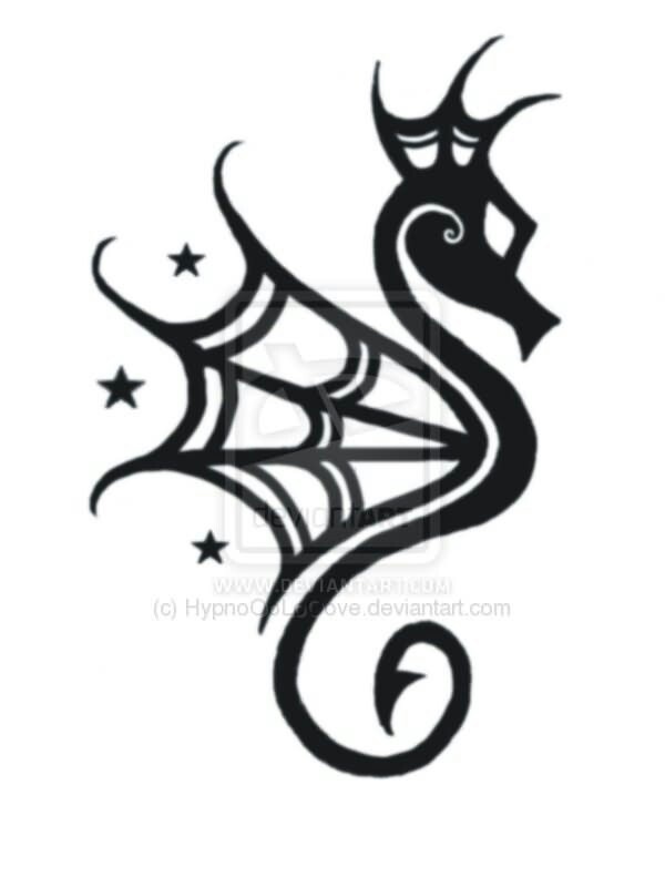 Unique Black Seahorse Tattoo Design