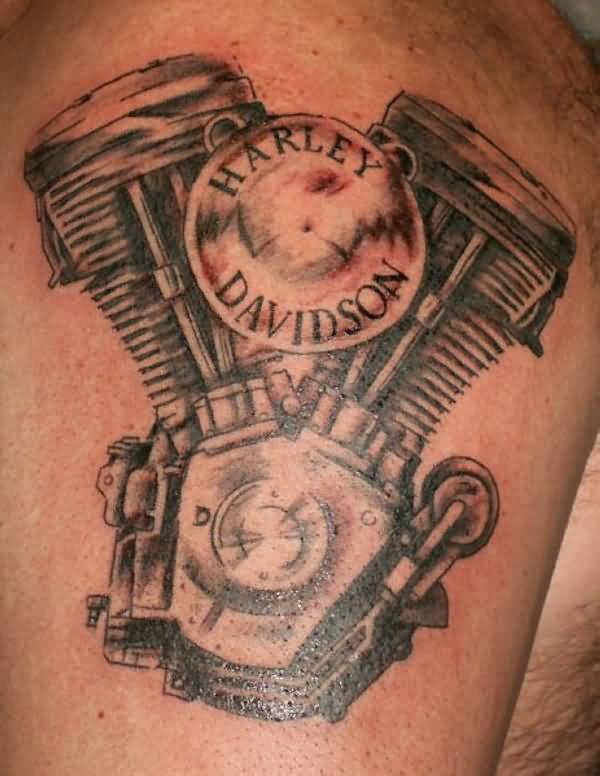 Very Nice Harley Davidson Engine Tattoo