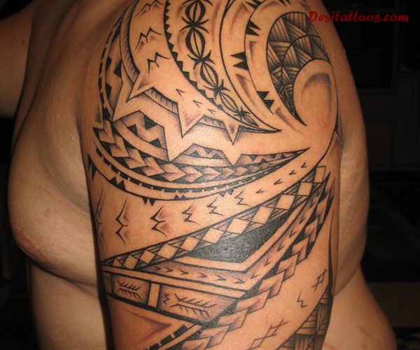 Very Nice Samoan Tattoo On Left Half Sleeve