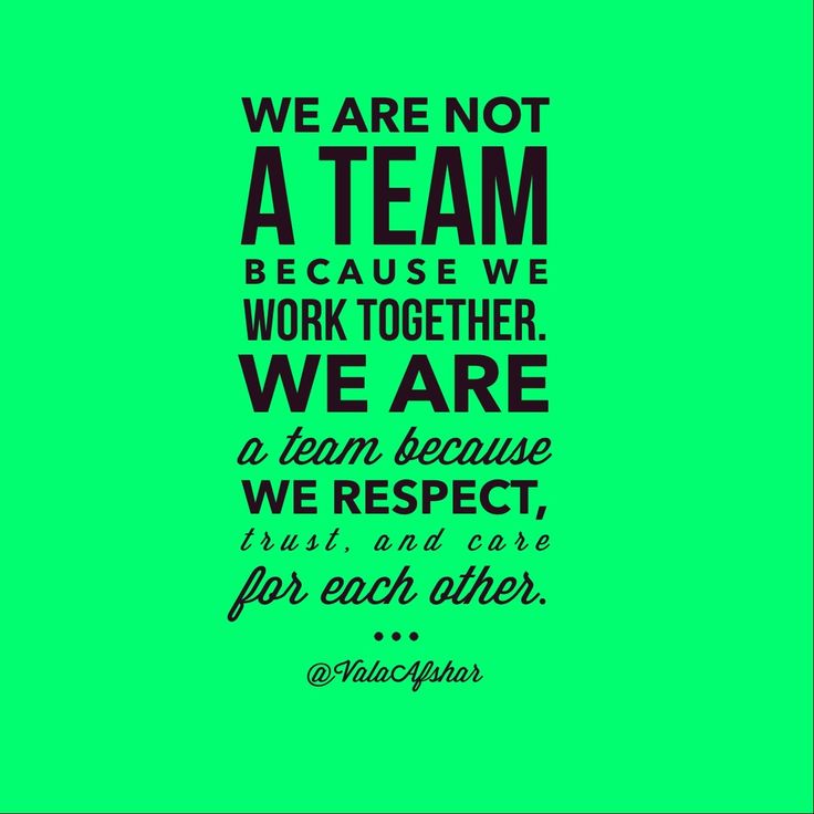 We are not a team because we work together. We are a team because we trust, respect and care for each other.