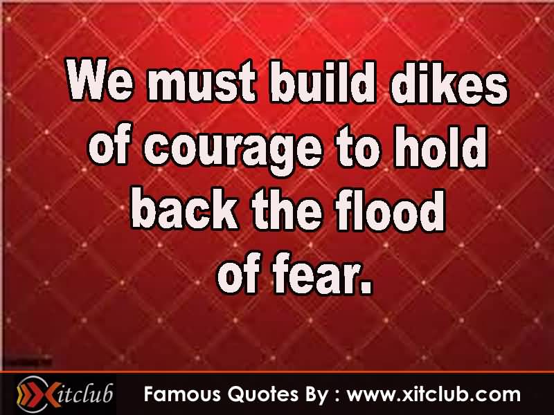 We must constantly build dikes of courage to hold back the flood of fear