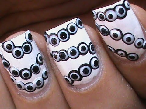 White Nails With Black Polka Dots Nail Design Idea