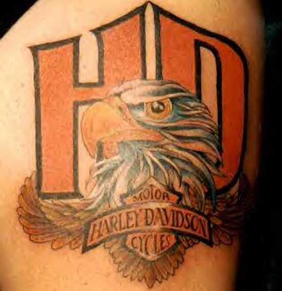 Wonderful Eagle And Harley Davidson Tattoo