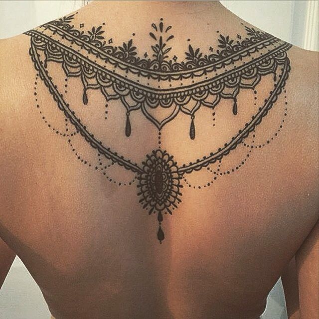 Wonderful Necklace Tattoo On Back