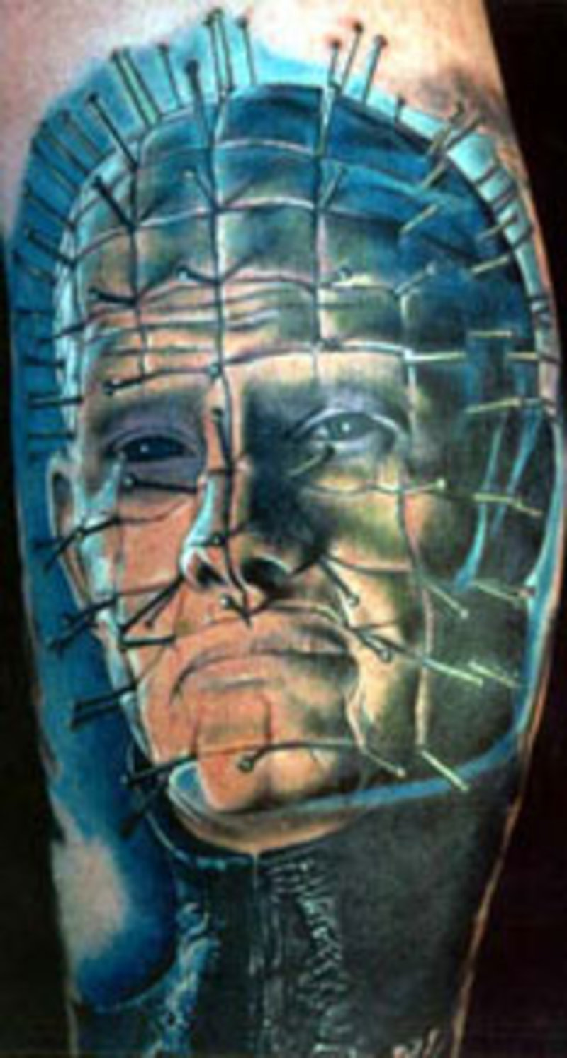 Wonderful Portrait Of Pinhead Tattoo