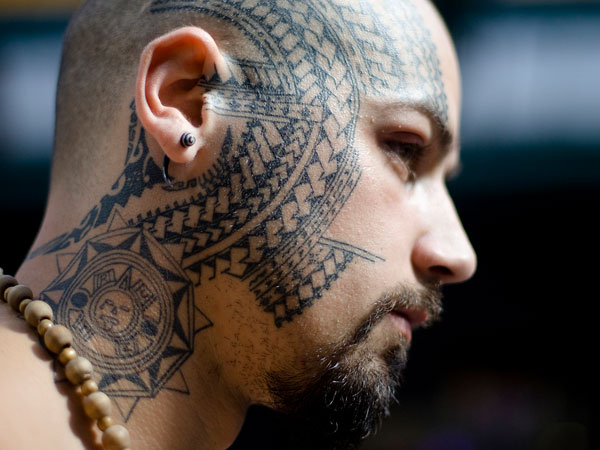 Wonderful Samoan Tribal Face Tattoo For Men