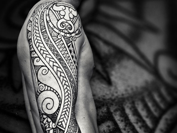 Wonderful Samoan Tribal Tattoo On Right Full Sleeve