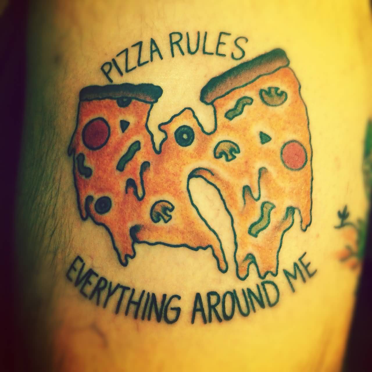 Wu Tang Pizza And Lettering Tattoo