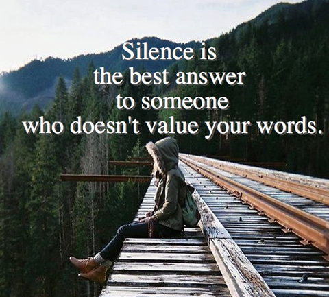 Silence is the best answer to someone who doesn't value your words