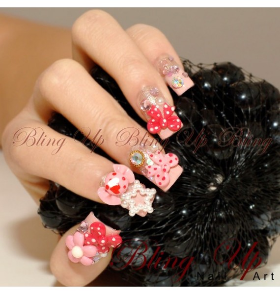 3D Bows, Stars And Flowers Japanese Nail Art