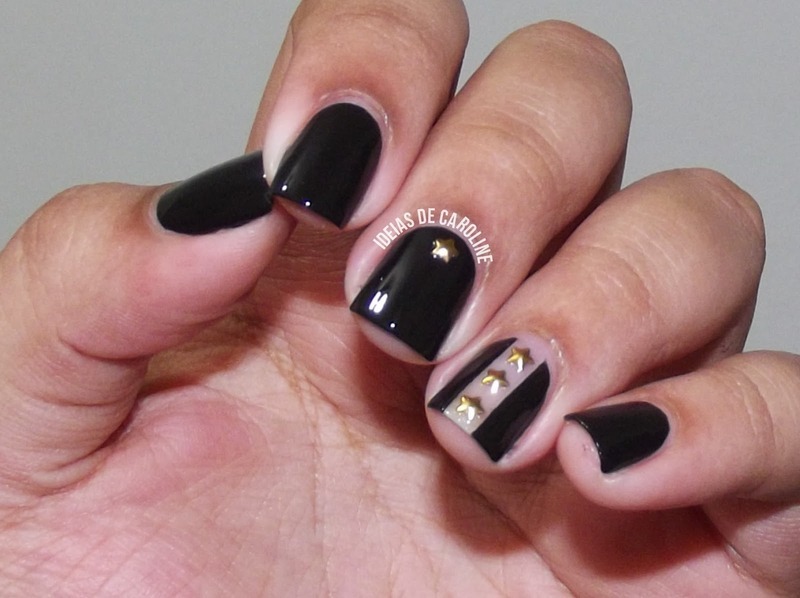 Accent Studded Negative Space Nail Art