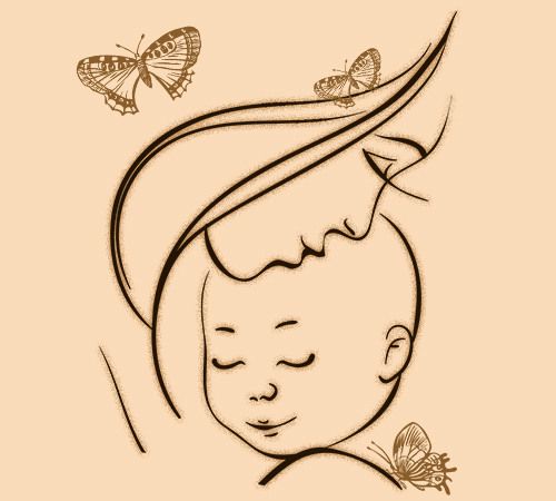 Adorable Mom And Baby Tattoo Design