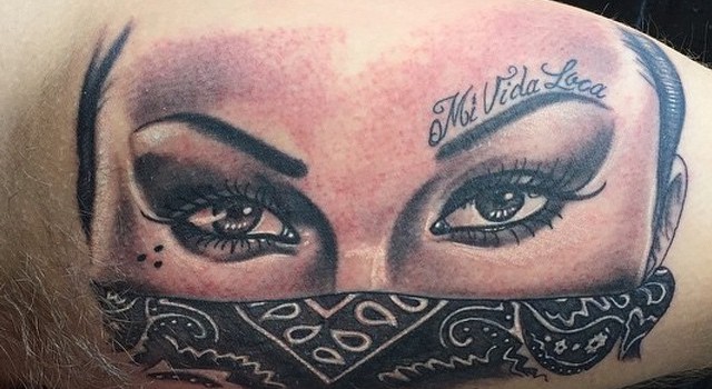 Amazing Gangsta Girl Half Face Tattoo