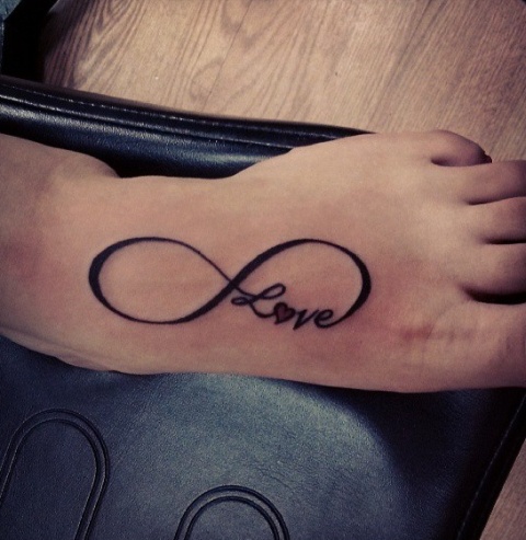 Amazing Infinity Love Tattoo On Foot