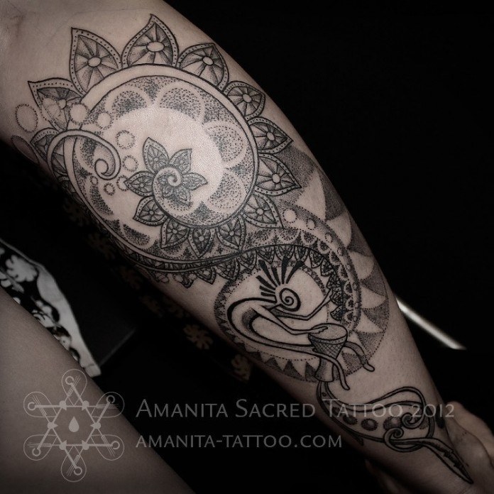 Amazing Paisley Pattern Flower Tattoo On Arm Sleeve