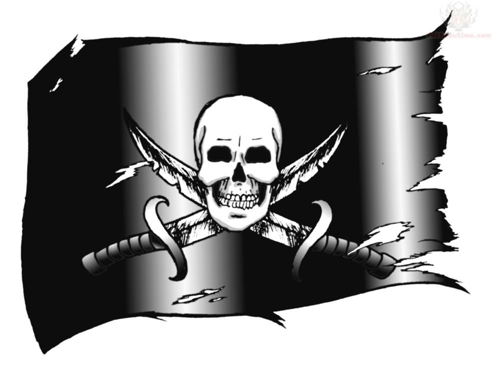 Amazing Pirate Flag Tattoo Design