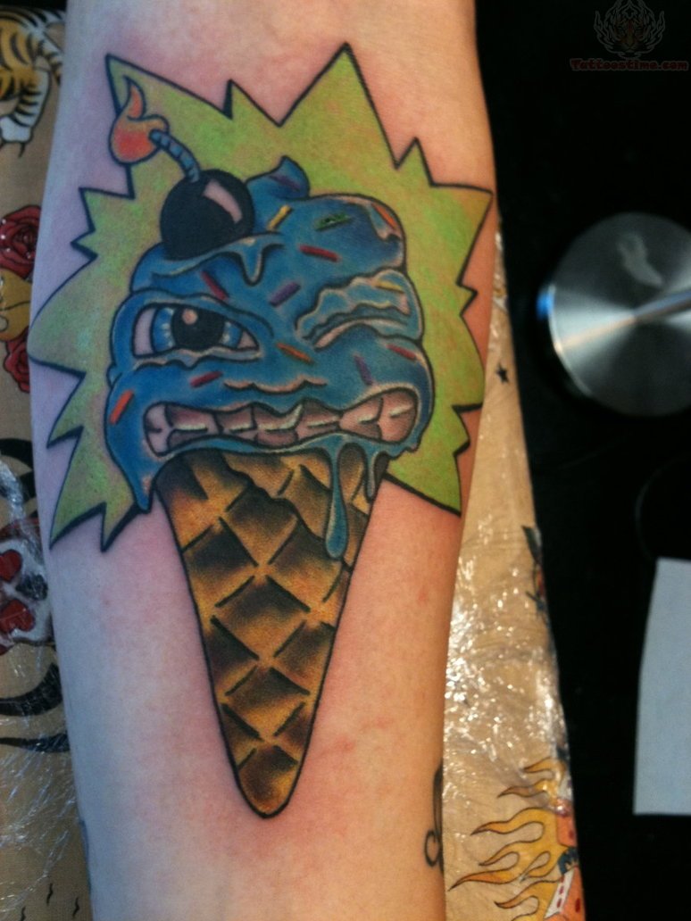 Angry Ice Cream Cone Tattoo