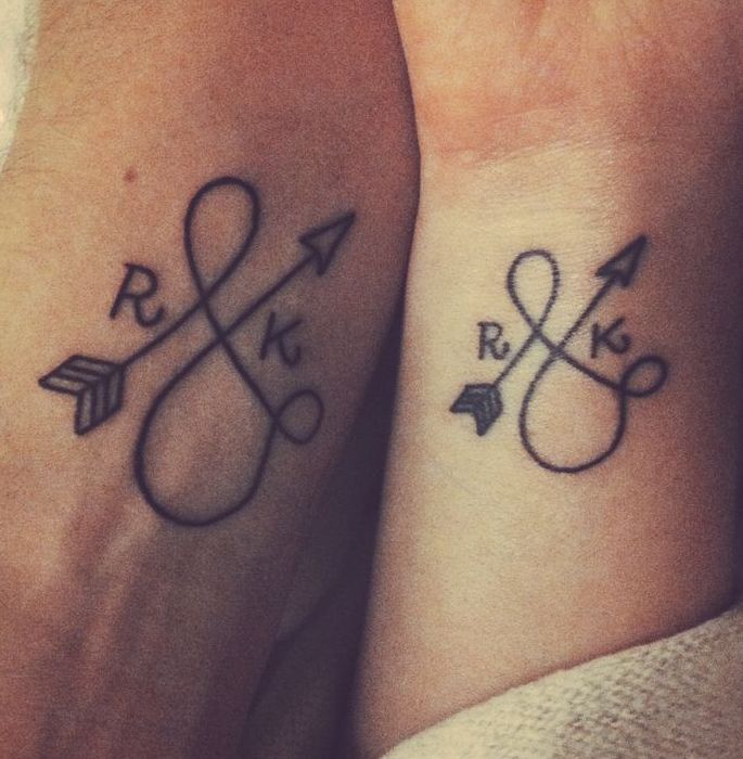 Arrow Love Matching Tattoos On Wrists