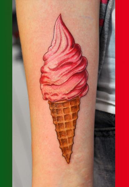 Attractive Ice Cream Cone Tattoo On Forearm
