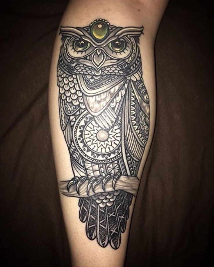 Awesome Custom Mosaic Owl Tattoo On Arm Sleeve