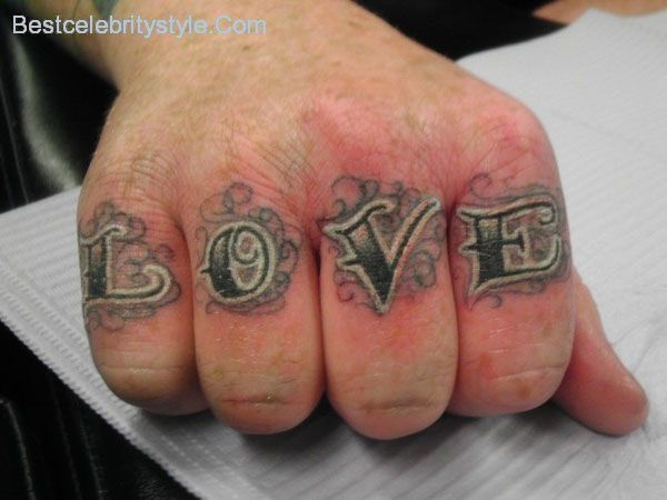 Awesome Love Tattoo On Fingers