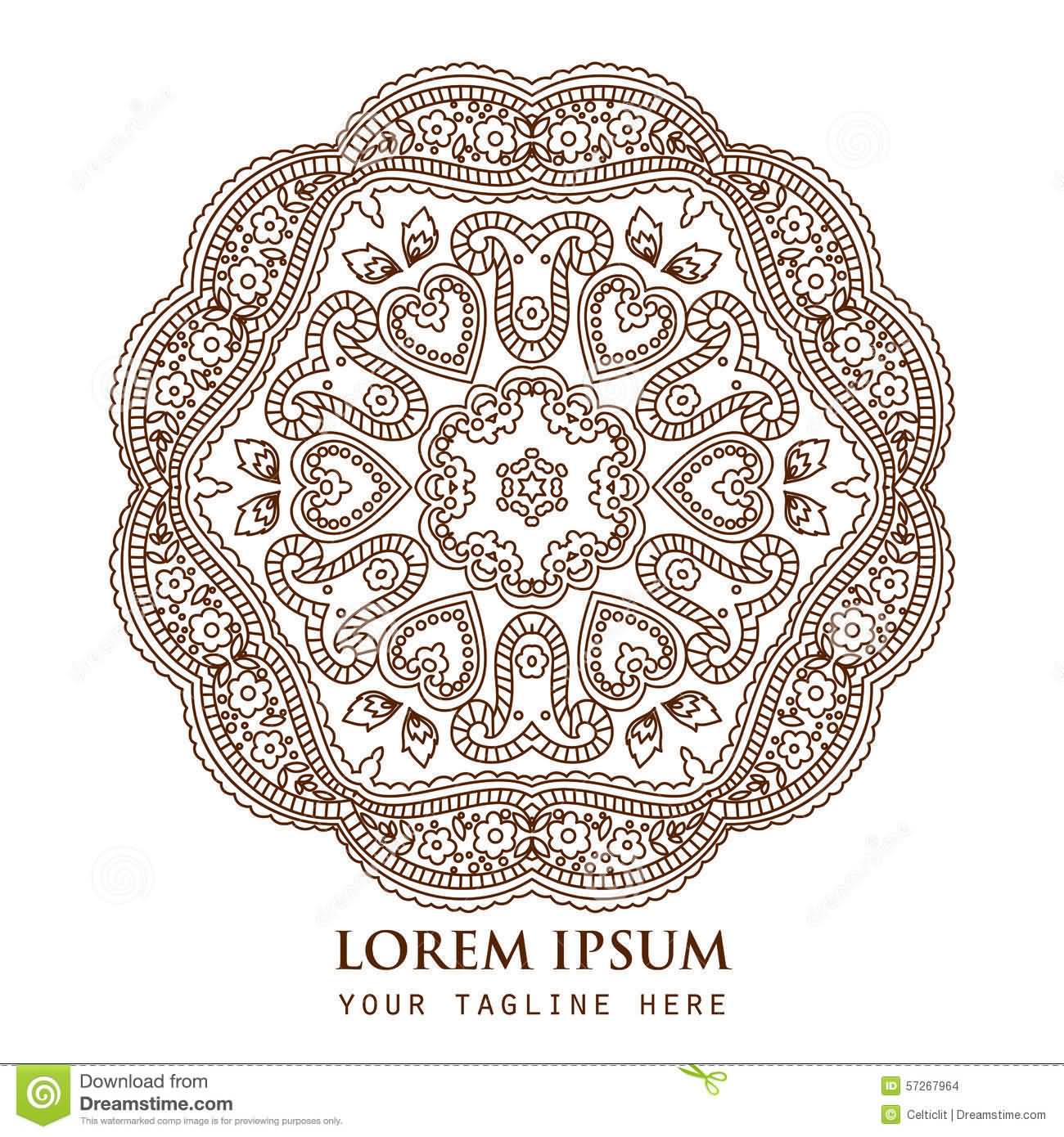 Awesome Round Paisley Pattern Tattoo Stencil
