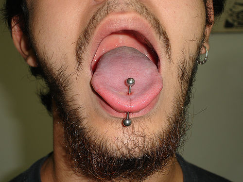 Barbell Tongue Oral Piercing For Men