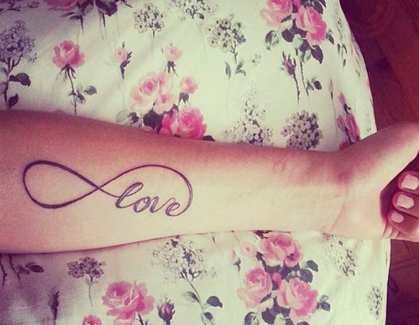 Beautiful Infinity Love Tattoo On Forearm