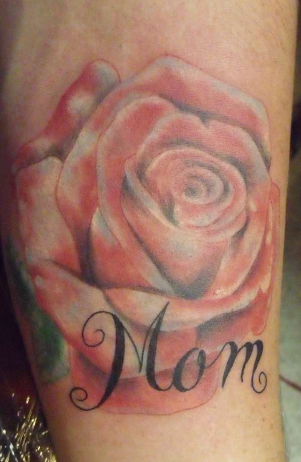 Beautiful Rose Flower And Mom Tattoo