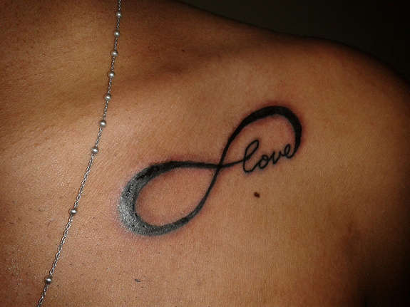 Best Infinity Love Tattoo On Collar Bone