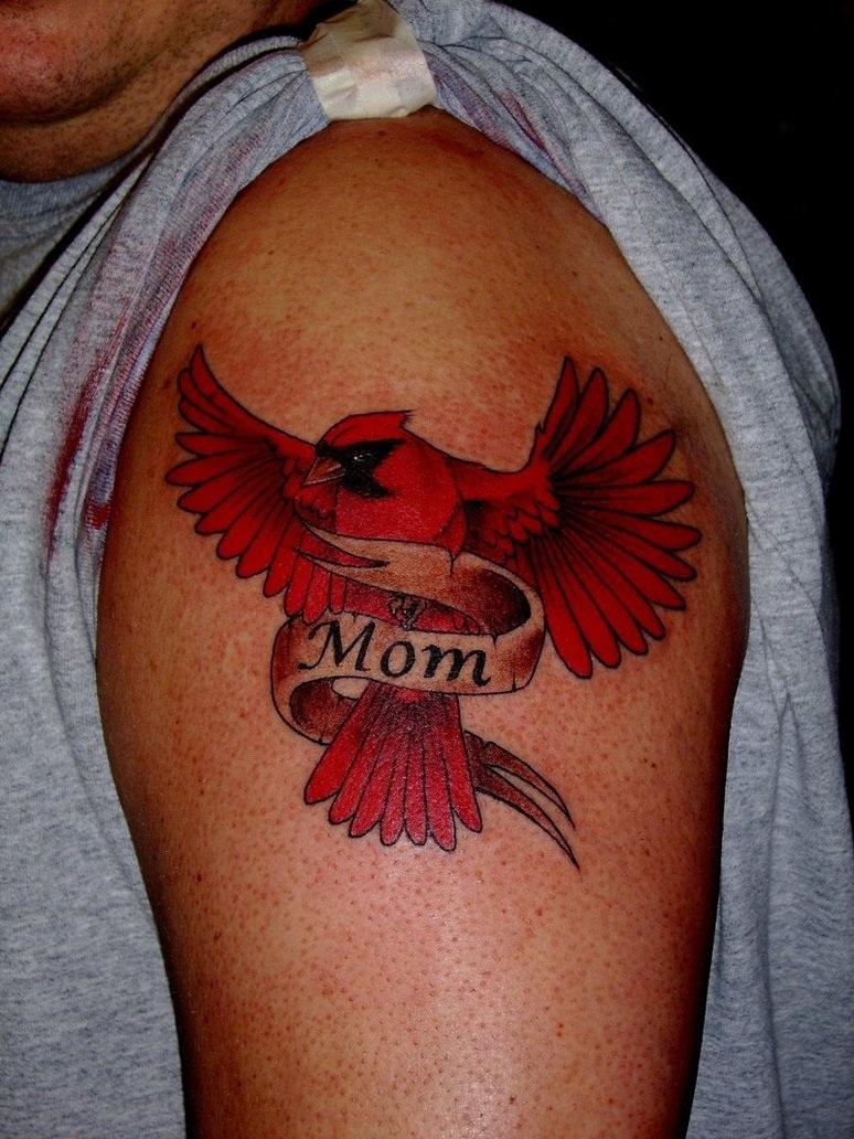 Bird Mom Tattoo On Left Shoulder
