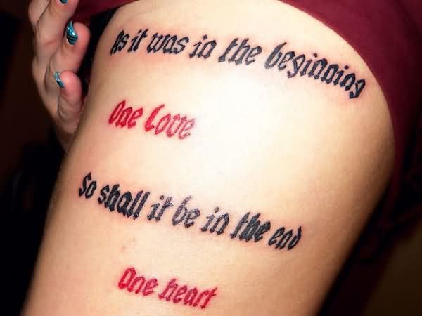 Black And Red Ink Love Quote Tattoo For Girls