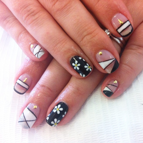 Black And White Negative Space Nail Art