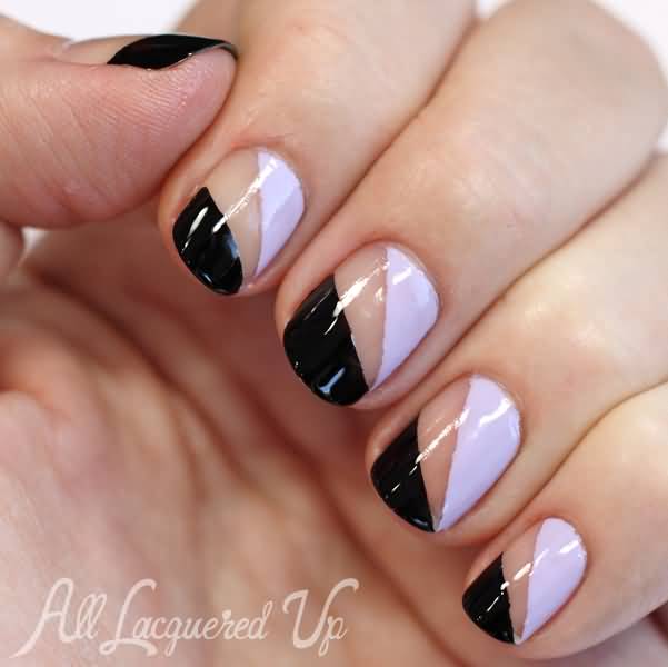 Black And White Simple Negative Space Nail Art