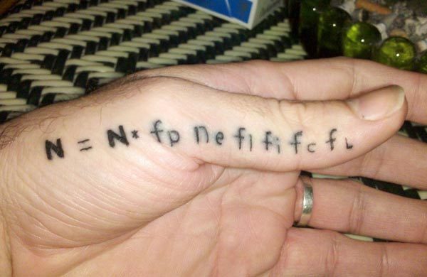 Black Drake Equation Tattoo On Thumb