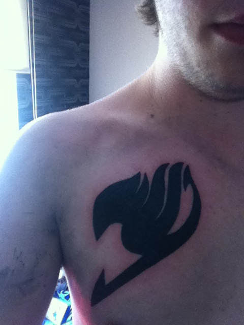 Black Fairy Tail Logo Tattoo On Hand For Men