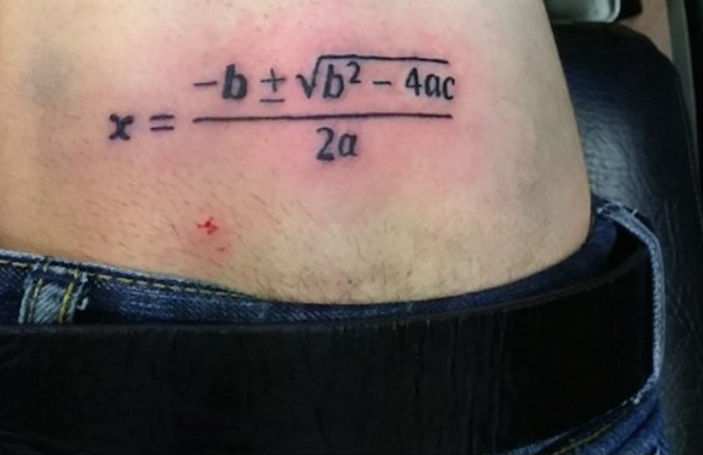 Black Math Formula Equation Tattoo On Lower Back