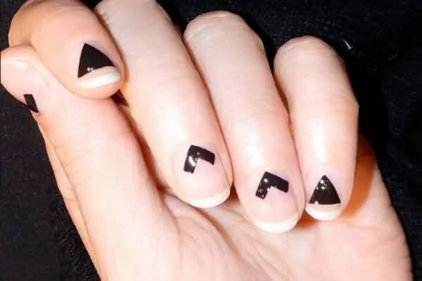 Black Triangle Negative Space Nail Art Design