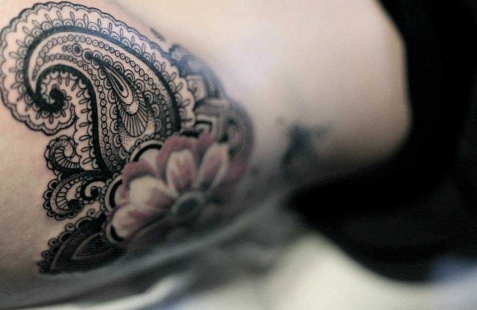 Brilliant Flower Paisley Pattern Tattoo By Dodie