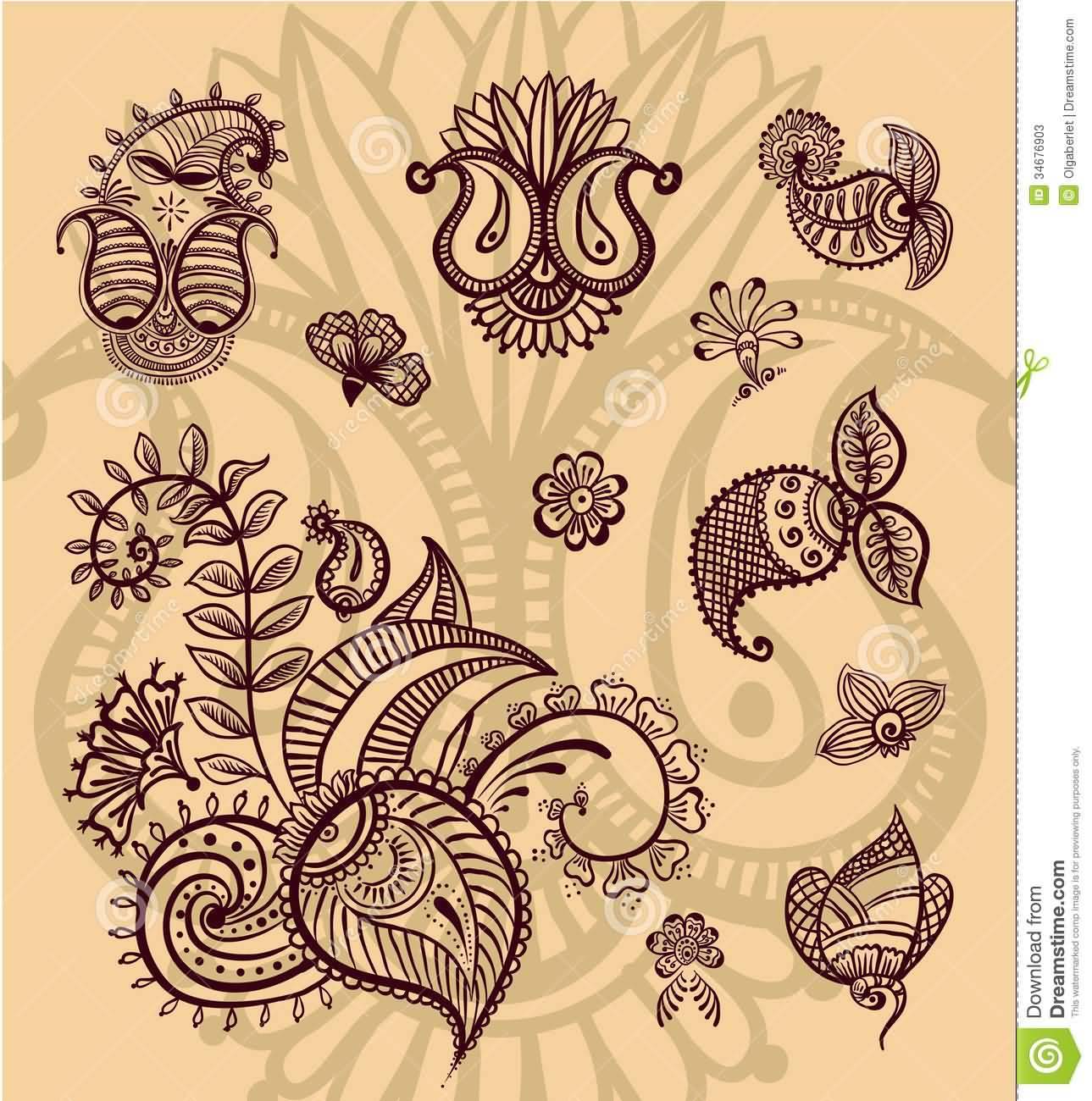 Brilliant Paisley Pattern Henna Tattoo Design
