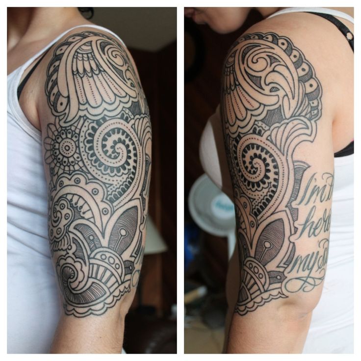 Brilliant Paisley Pattern Tattoo On Left Half Sleeve