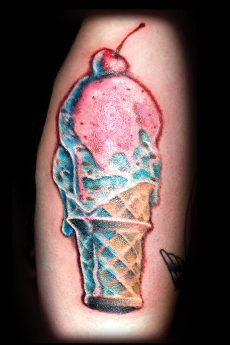 Cherry On Ice Cream Cone Tattoo