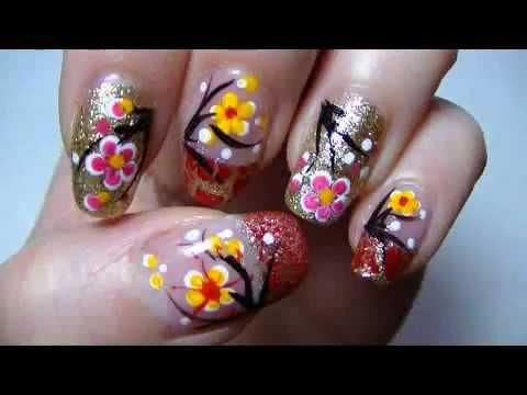 Chinese Flowers Nail Art