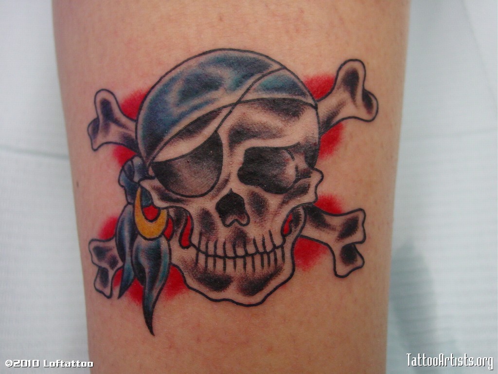 Colored Small Jolly Roger Tattoo