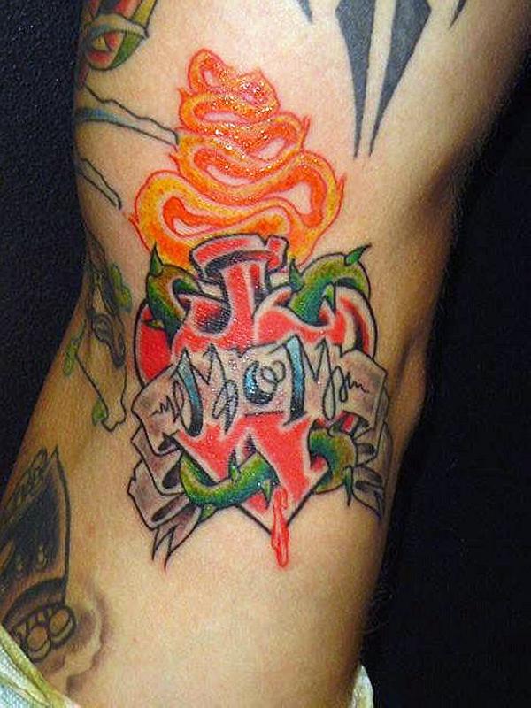 Colorful Hurt Mom Heart Tattoo